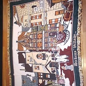 ⚜️ NOS Goodwin Weavers Tapestry Throw Dickens Village COLONIAL BLANKET